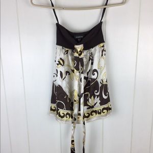 Bebe Open Shoulder Multi Colorful Silk Top